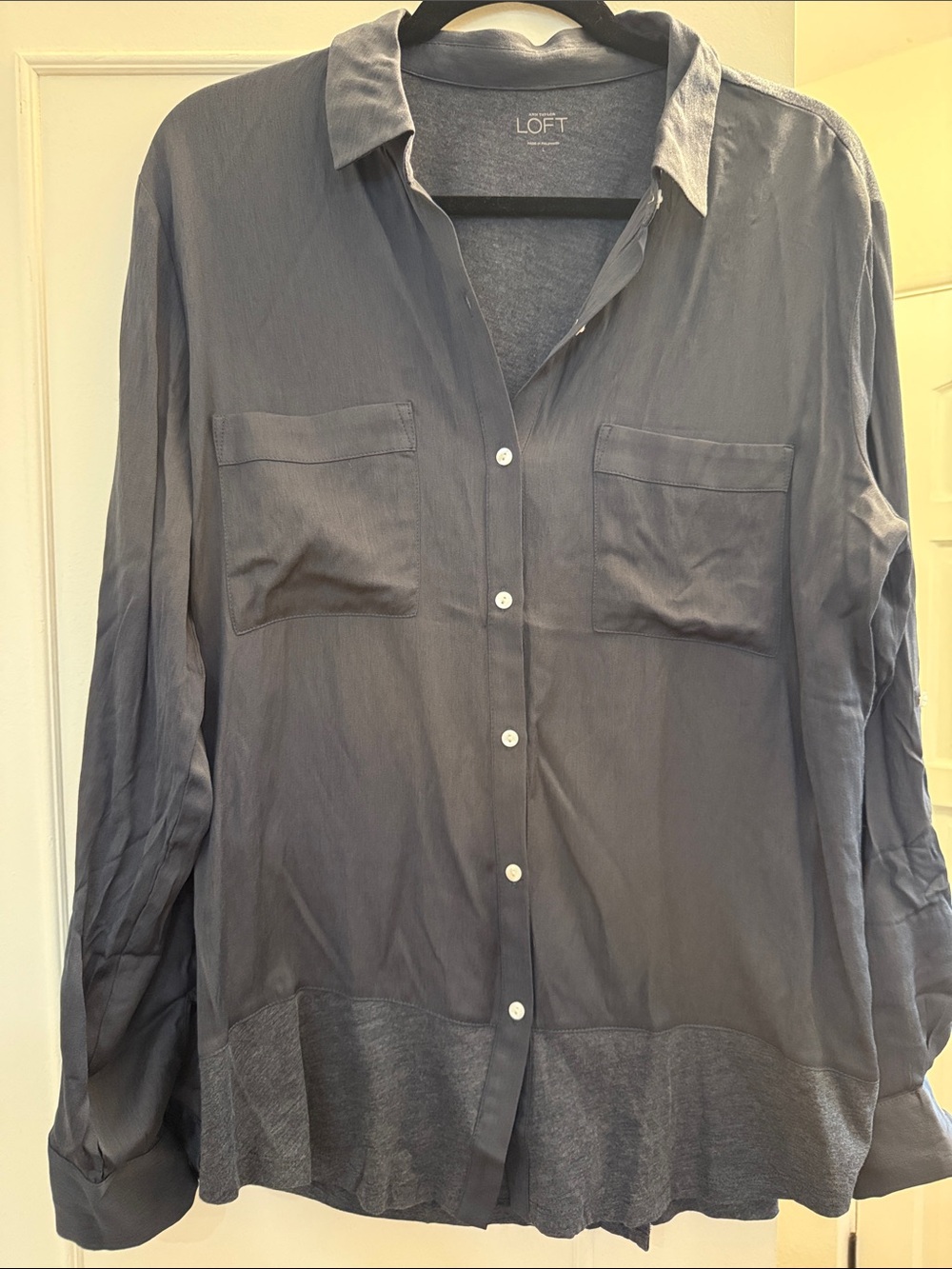 LOFT Slate Gray Button-Down Women's Shirt